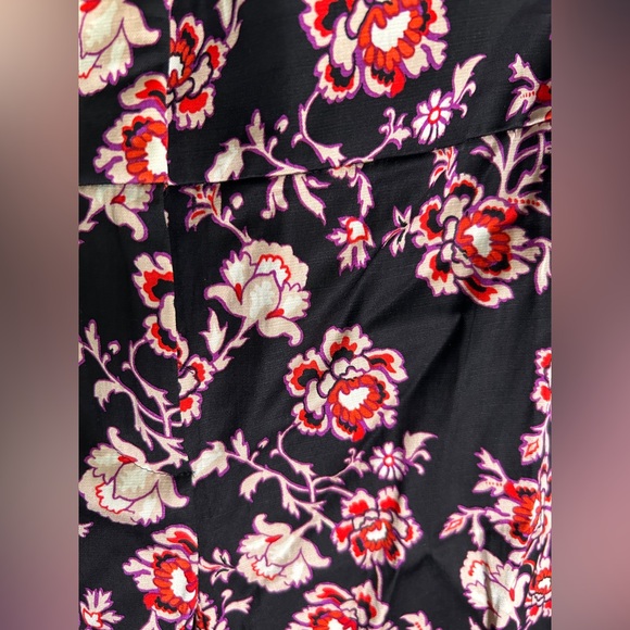 Ann Taylor Floral Elastic Waist Mid Rise Straight Leg Casual Crop Pants 10 - Picture 3 of 12